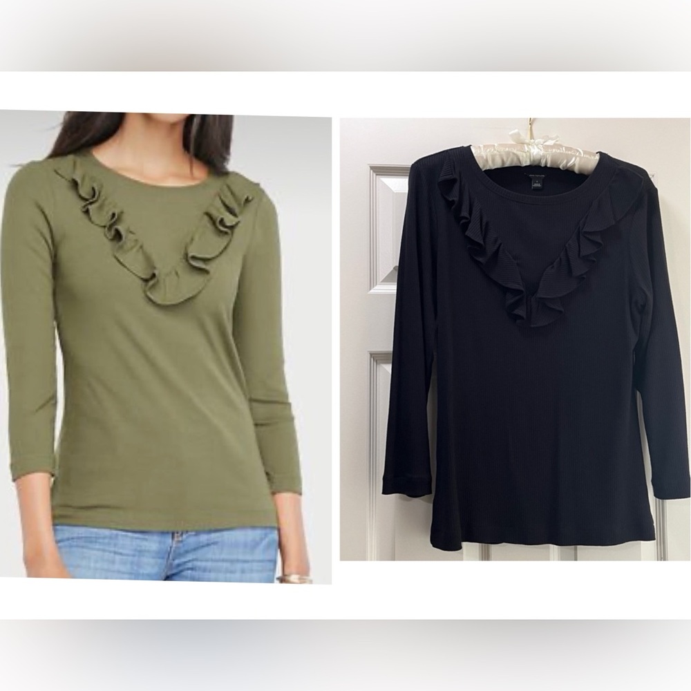 Ann Taylor Black Ribbed Tee
